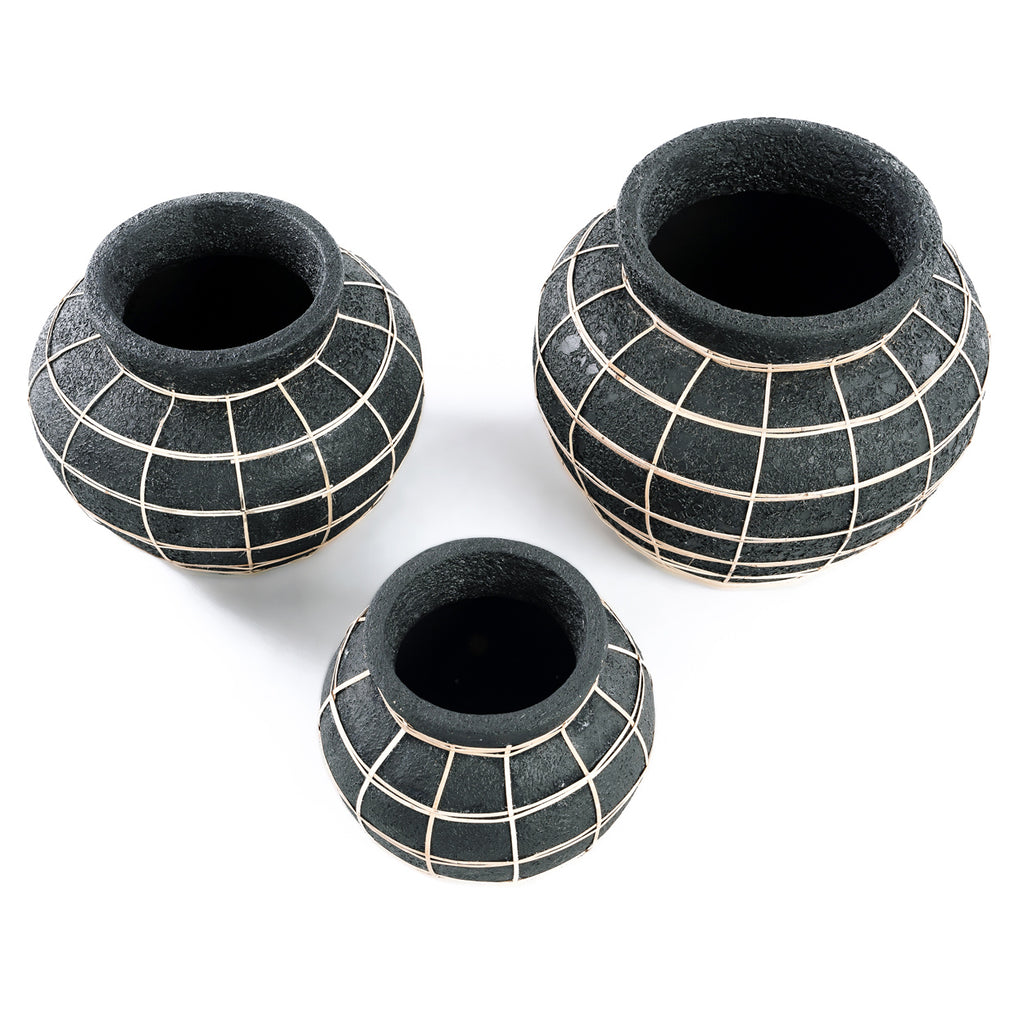 Die Belly Vase - Schwarz Natur - S