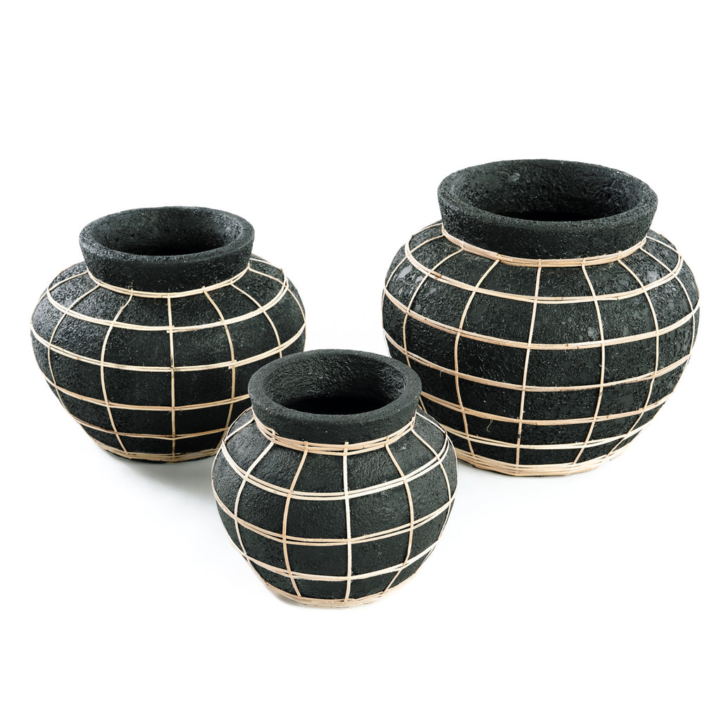 Die Belly Vase - Schwarz Natur - S