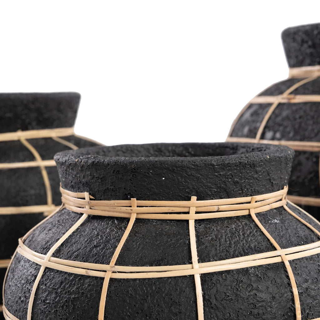 Die Belly Vase - Schwarz Natur - S