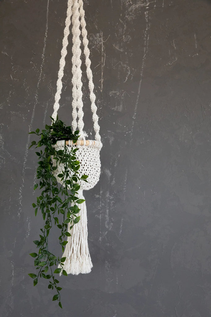 TWISTED Macrame Plant Holder - White