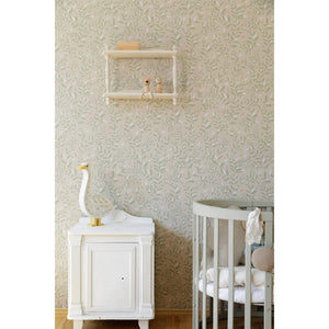 Delicate Twigs with Green and Beige Wallpaper