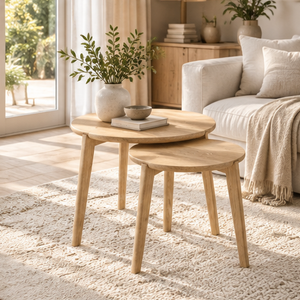 SPIR Coffee Tables Set of 2 Ø75/Ø55CM in a living room