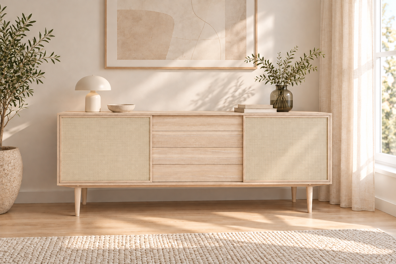 CASØ 901 Sideboard with Woven Doors 194CM in a living room