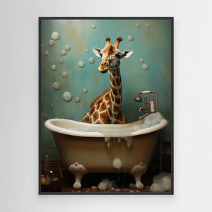 Giraffe In Bathroom 2 by Bilge Paksoylu