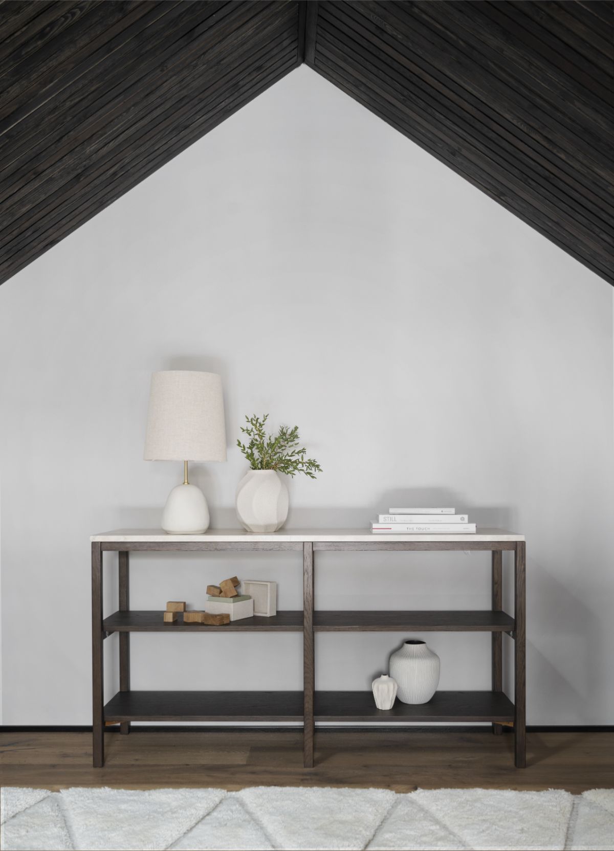 Rowico ORWEL Console Table, Beige Travertine Brown Oak, 140 CM