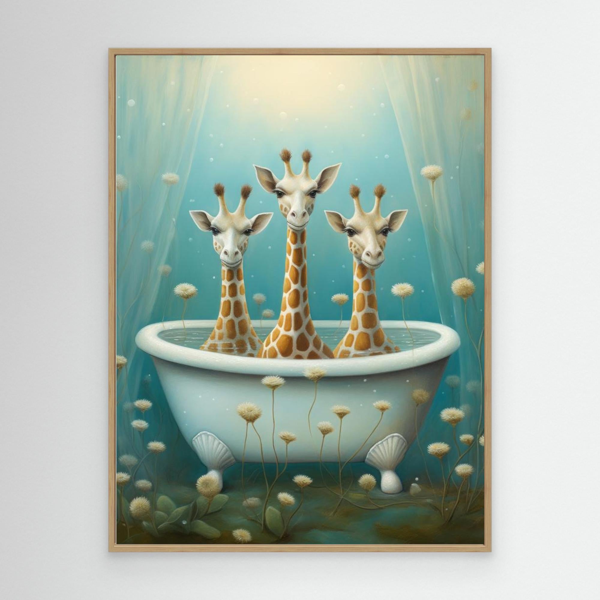 Giraffe In Bathroom by Bilge Paksoylu