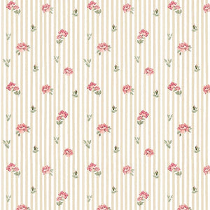 Pink roses on stripes Wallpaper