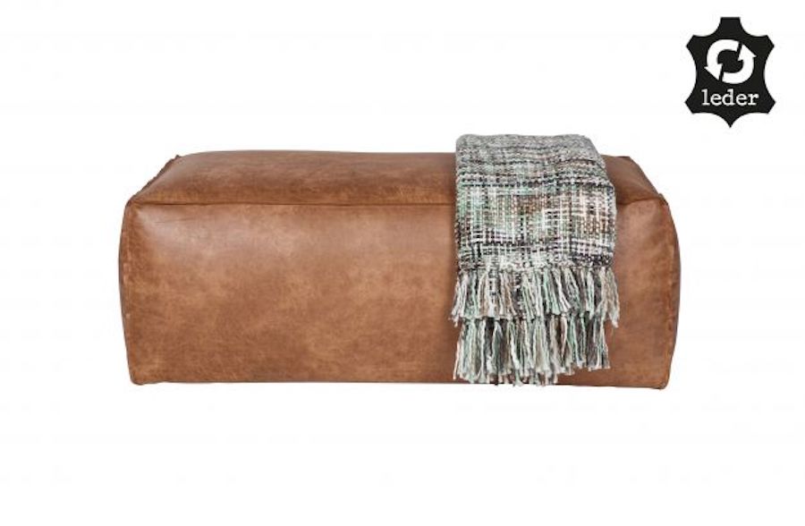 LOFT Cognac Leather POUFFE 120CM, De Eekhoorn- D40Studio