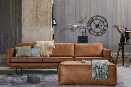 LOFT Cognac Leather POUFFE 120CM, De Eekhoorn- D40Studio