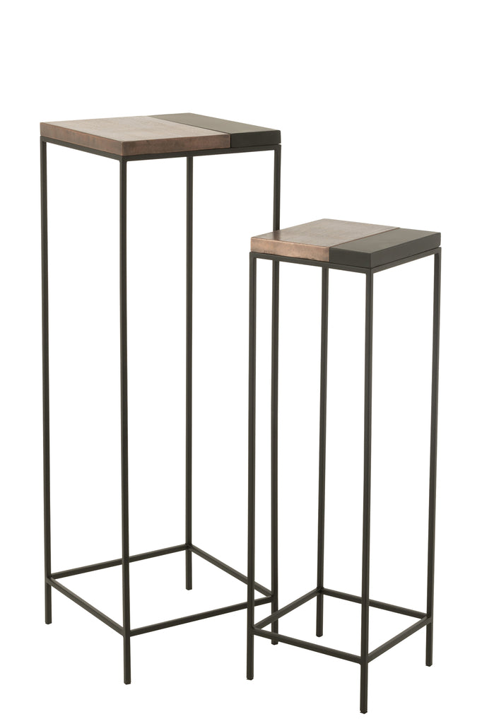 Set of 2 High Side Tables in Bronze/Black