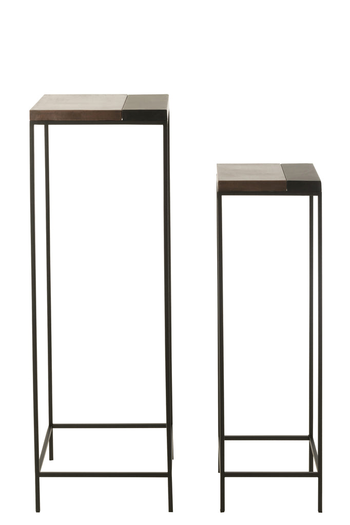 Set of 2 High Side Tables in Bronze/Black