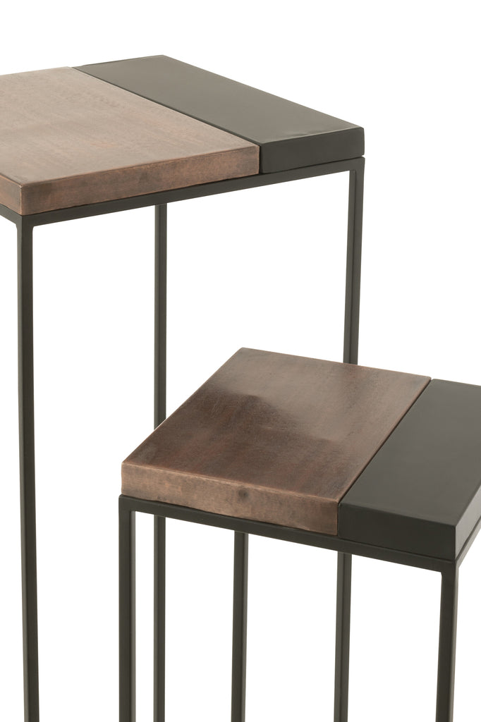 Set of 2 High Side Tables in Bronze/Black