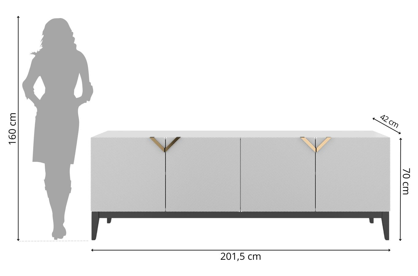 DEMI LONG Chest 200CM with 4 Doors
