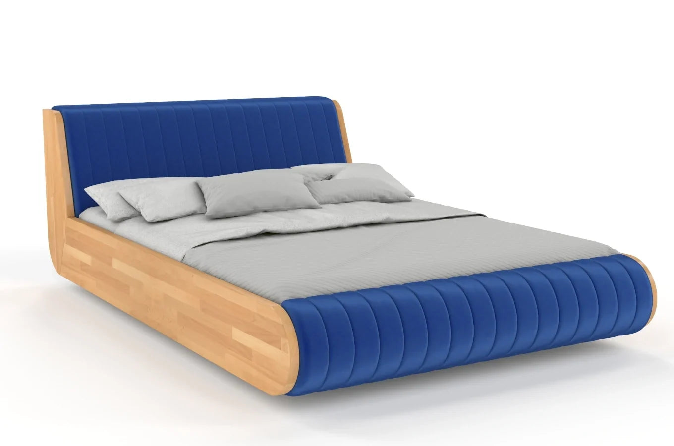 HARALD Beech Floating Bed with Upholstered Headboard