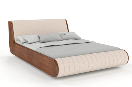 HARALD Beech Floating Bed with Upholstered Headboard