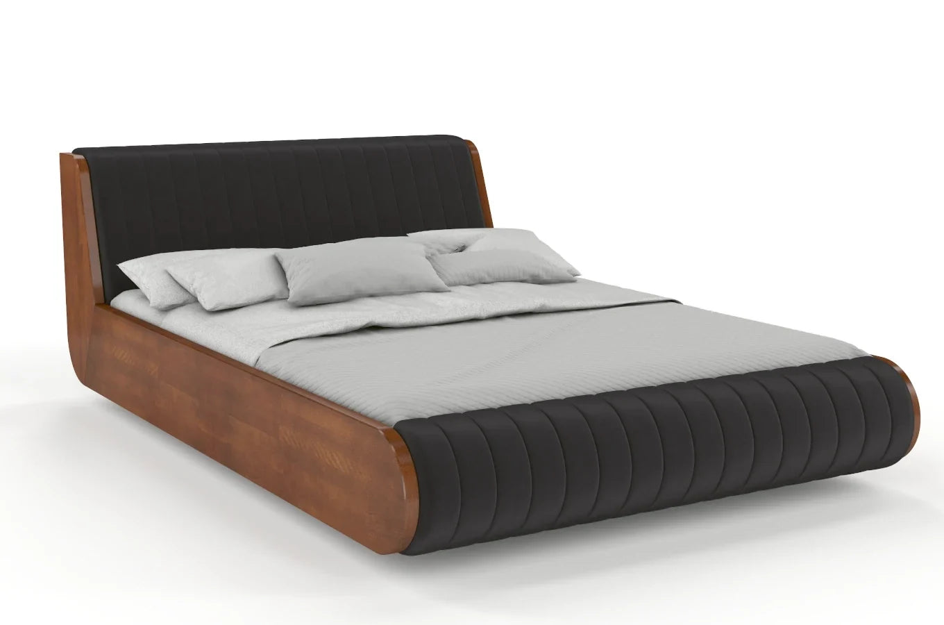 HARALD Beech Floating Bed with Upholstered Headboard
