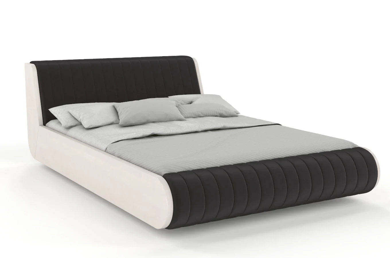 HARALD Beech Floating Bed with Upholstered Headboard