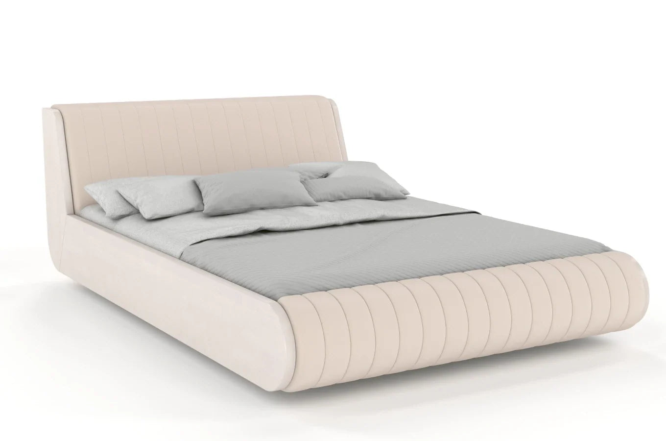 HARALD Beech Floating Bed with Upholstered Headboard