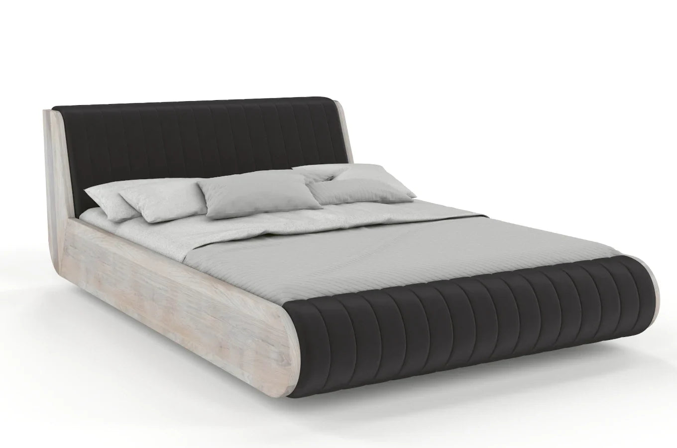 HARALD Oak Floating Bed with Upholstered Headboard