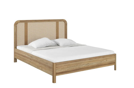 HARMARK Oak Bed with Rattan Details