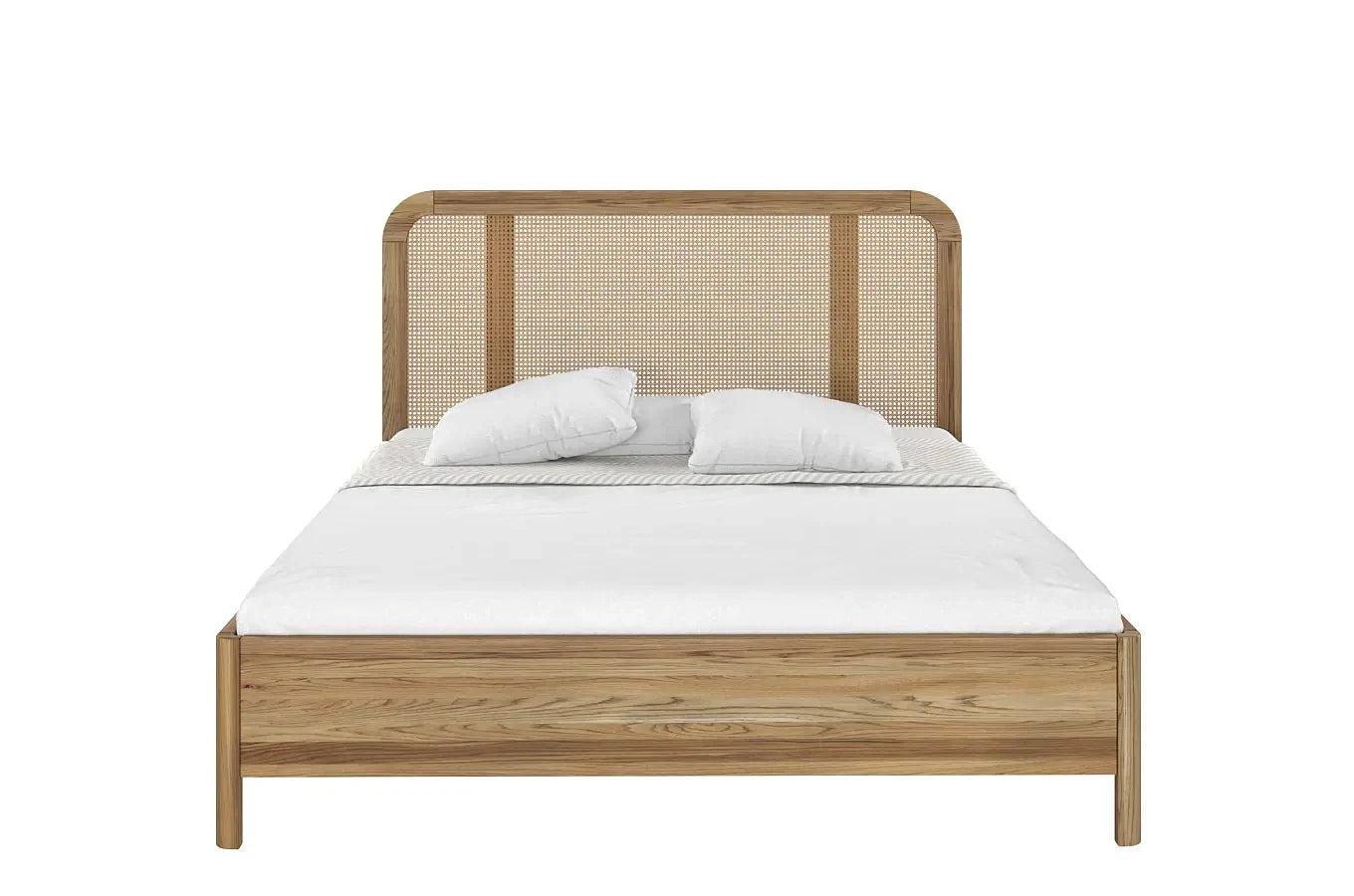 HARMARK Oak Bed with Rattan Details