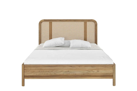 HARMARK Oak Bed with Rattan Details