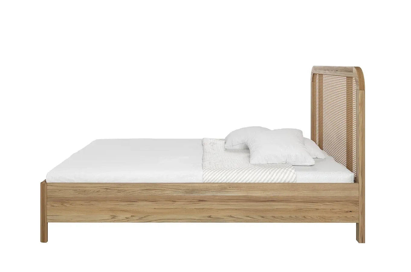 HARMARK Oak Bed with Rattan Details