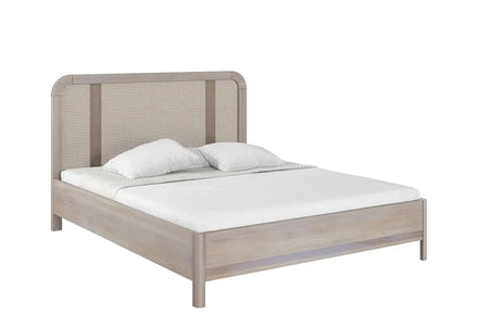 HARMARK Oak Bed with Rattan Details