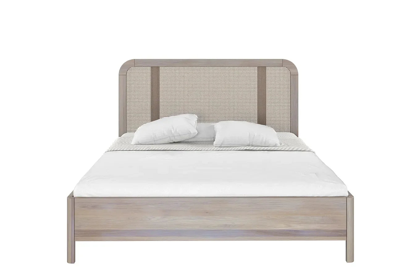 HARMARK Oak Bed with Rattan Details
