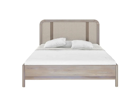 HARMARK Oak Bed with Rattan Details