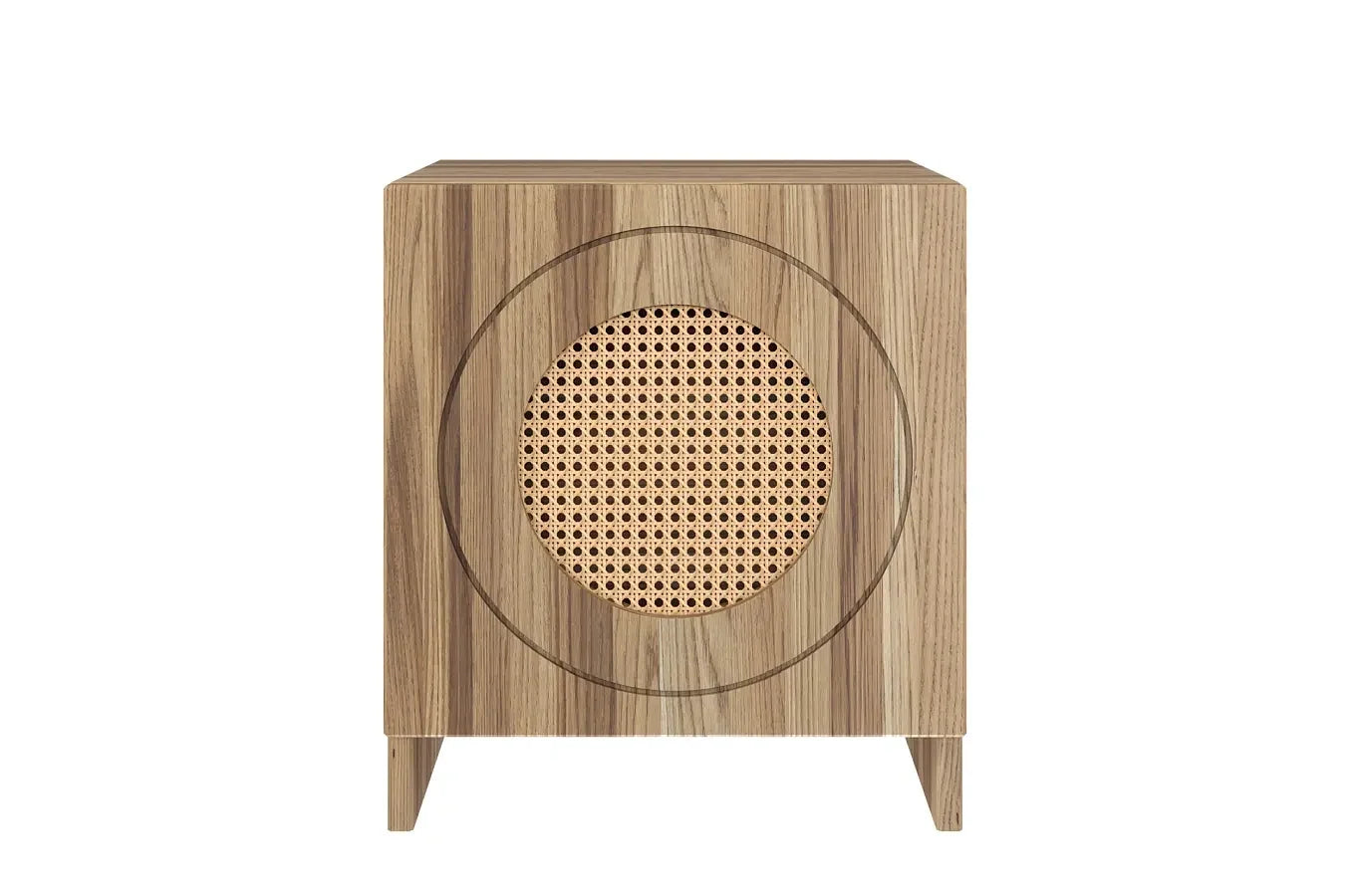 HARMARK Oak Bedside Table with Rattan