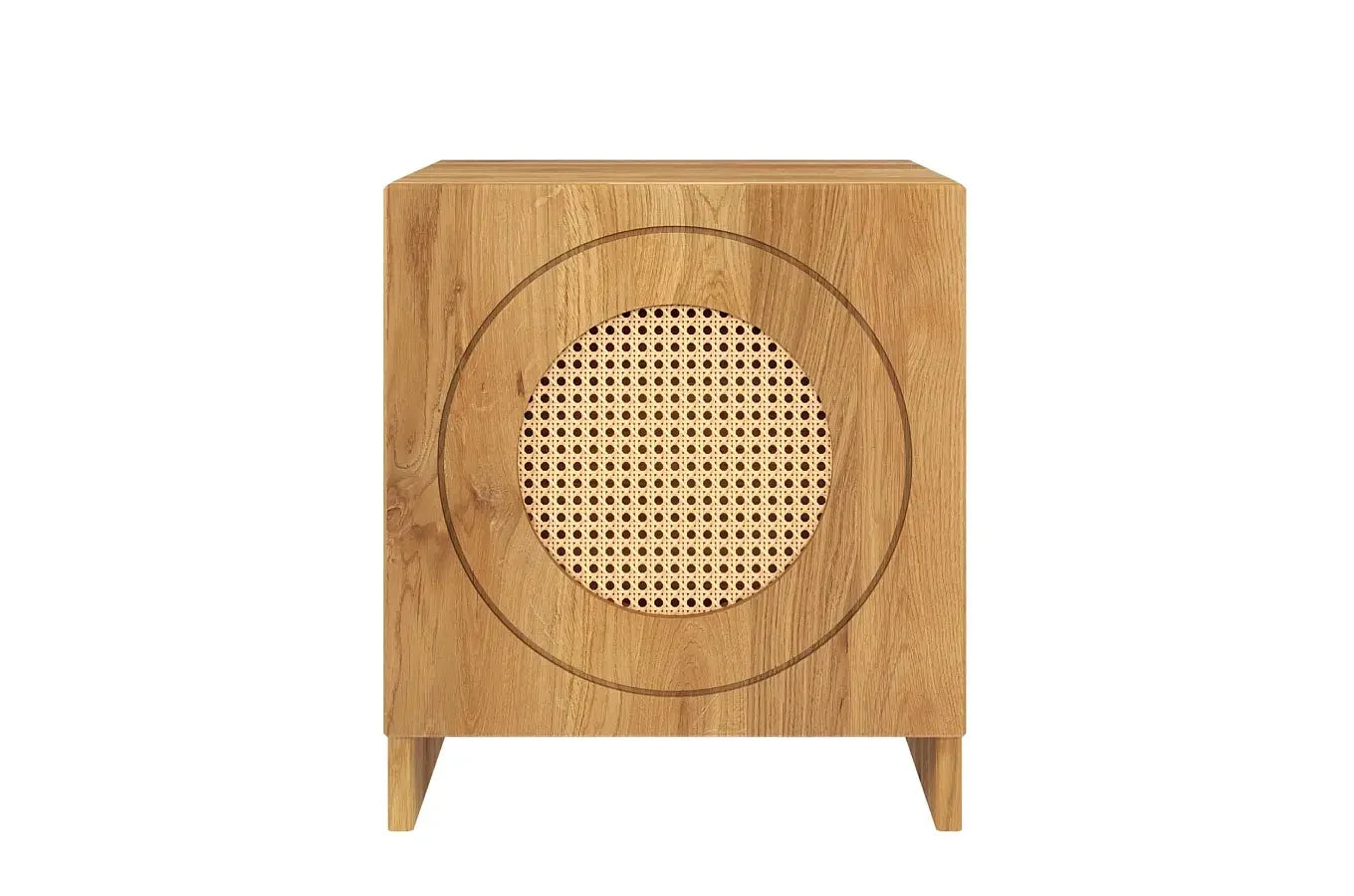HARMARK Oak Bedside Table with Rattan