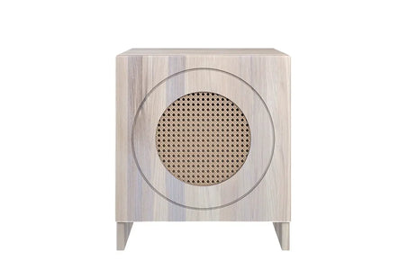 HARMARK Oak Bedside Table with Rattan