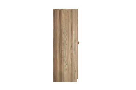 HARMARK Oak Wardrobe with Rattan Doors, Shelves and Drawer