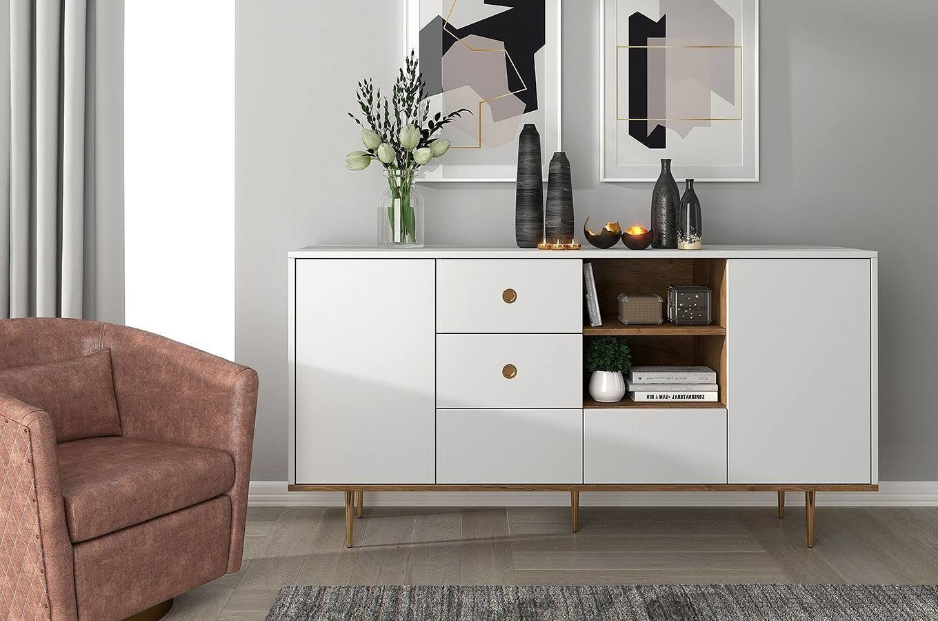 HARMONI White Chest of Drawers 160CM