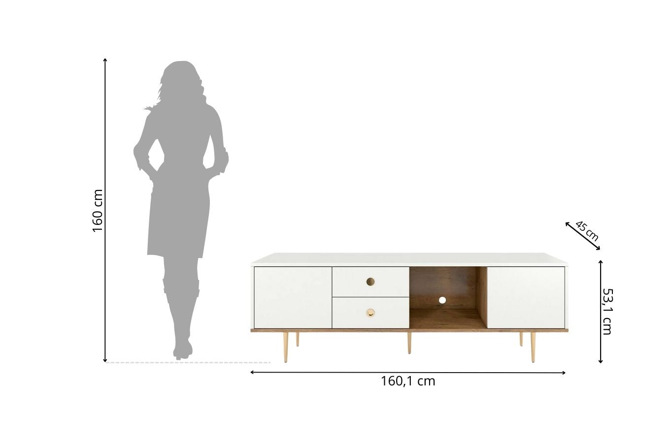 HARMONI White TV Cabinet 160CM