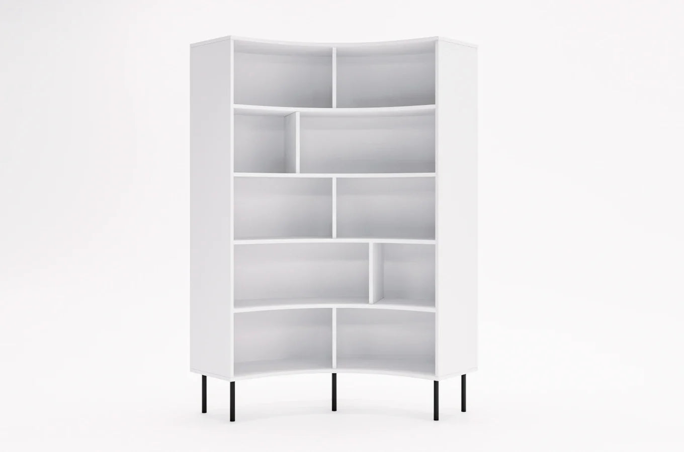 HORN Corner Bookcase 100CM with Black Legs White