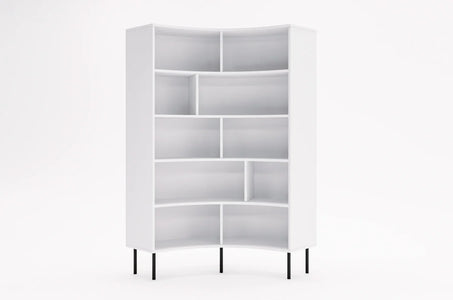 HORN Corner Bookcase 100CM with Black Legs White
