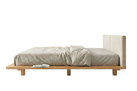 HVAR Beech Floating Bed with Bouclé Headboard