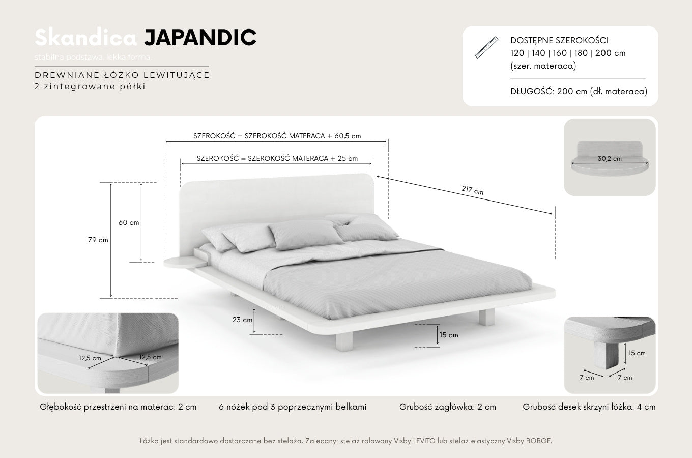 JAPANDIC Beech Bed White