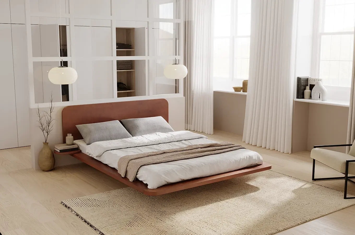 JAPANDIC Beech Bed Walnut