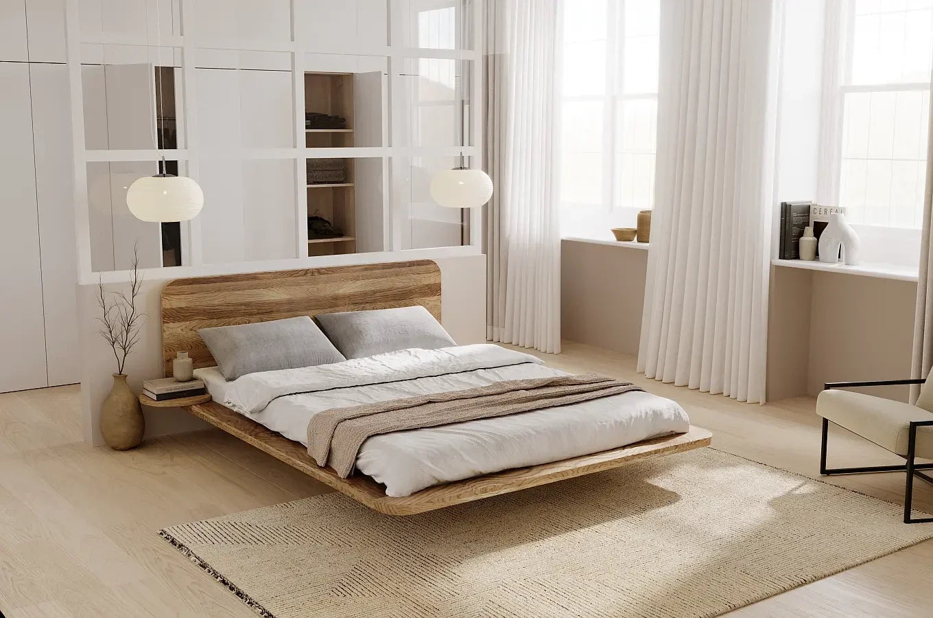 JAPANDIC Oak Bed Retro Oiled