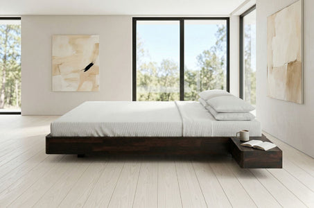 LENA FLAT Beech Floating Bed without Headboard
