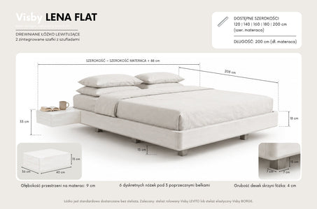 LENA FLAT Beech Floating Bed without Headboard
