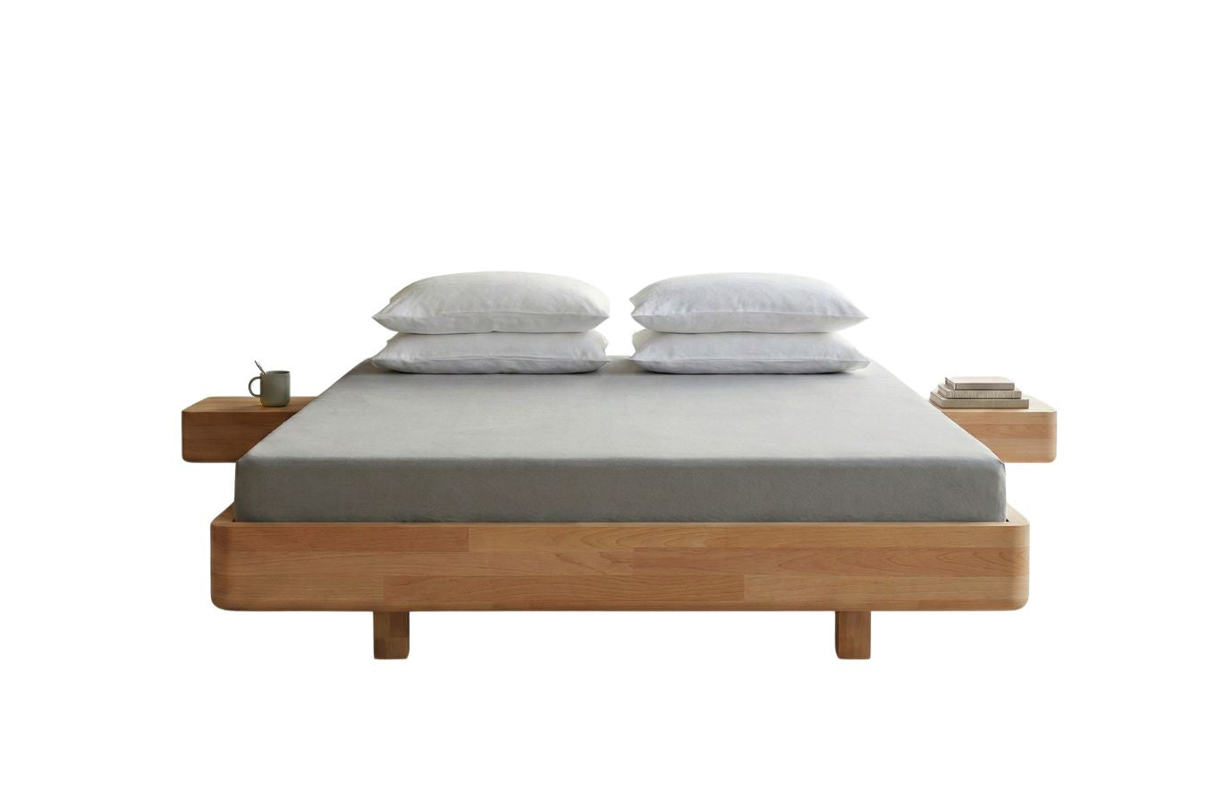 LENA FLAT Beech Floating Bed without Headboard