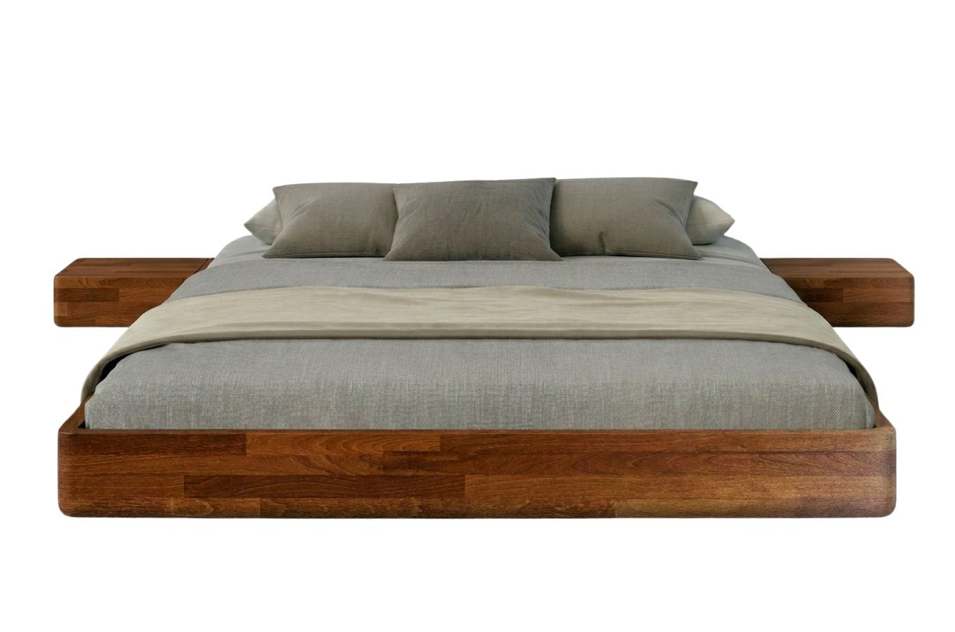 LENA FLAT Beech Floating Bed without Headboard