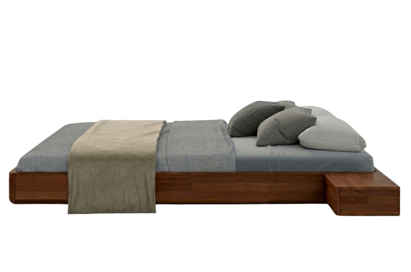 LENA FLAT Beech Floating Bed without Headboard