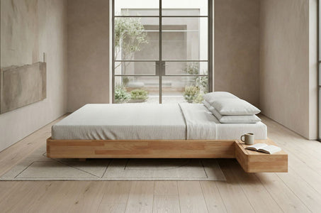LENA FLAT Beech Floating Bed without Headboard