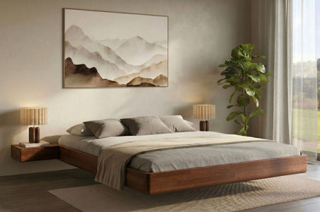 LENA FLAT Beech Floating Bed without Headboard