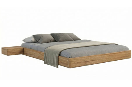 LENA FLAT Oak Floating Bed without Headboard